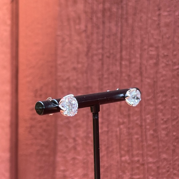 Solid Sterling (.925) CZ earrings- 3 Prong Tulip Settings - Picture 2 of 4